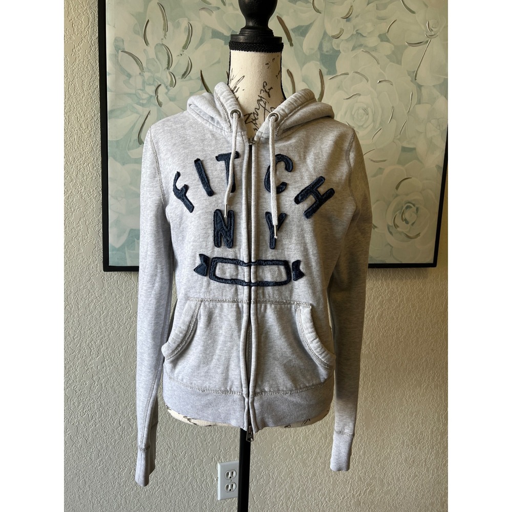 Abercrombie & Fitch Vintage Full Zip Hoodie Heather Gray Womens Large Y2K